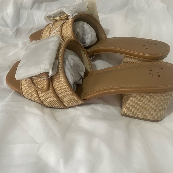 a new day Shoes - a new day Tan and Cream Mules with Block Heel